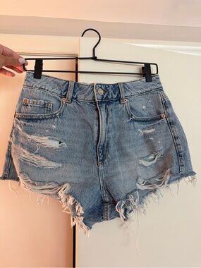 Garage Distressed Denim Jean Shorts - Light Blue